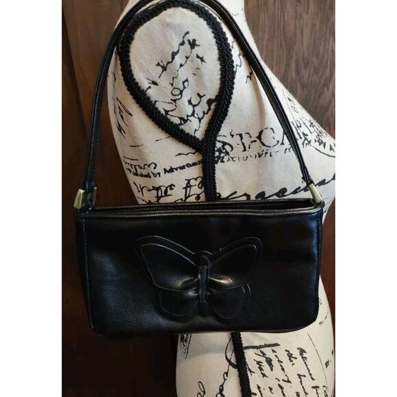 Xhilaration small Hand Bag Purse Cute Black Butterfly 8.5 x 5 x 1.5 3D 90s Y2k - Picture 1 of 6